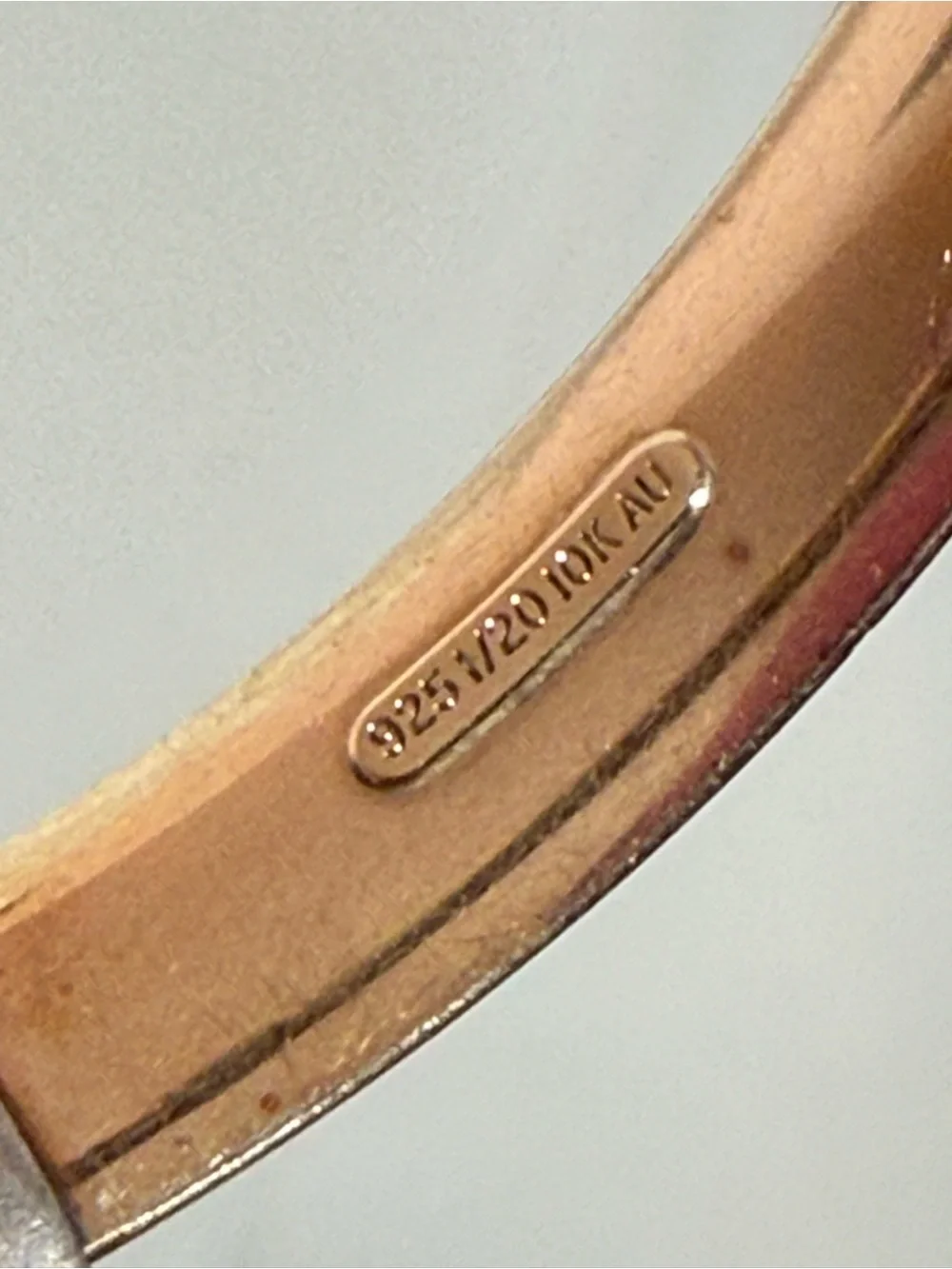 Vintage Gold fill sterling silver etched victorian revival Bangle bracelet